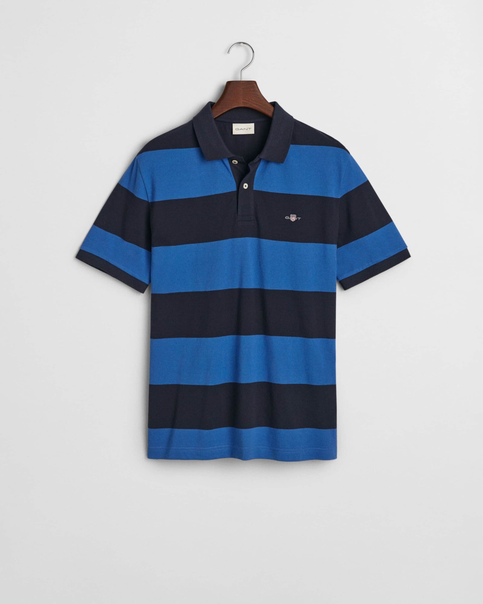 GANT Mens Block Stripe Polo Rich Blue