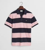 GANT Mens Block Stripe Polo Shirt California Pink Northern Ireland