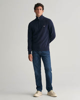 GANT Mens Casual Cotton Half Zip Sweater Evening Blue Northern Ireland