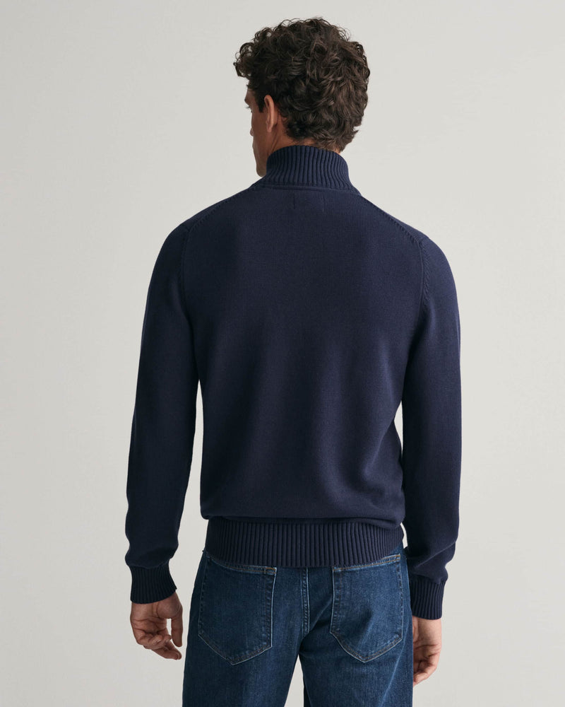 GANT Mens Casual Cotton Half Zip Sweater Evening Blue Northern Ireland
