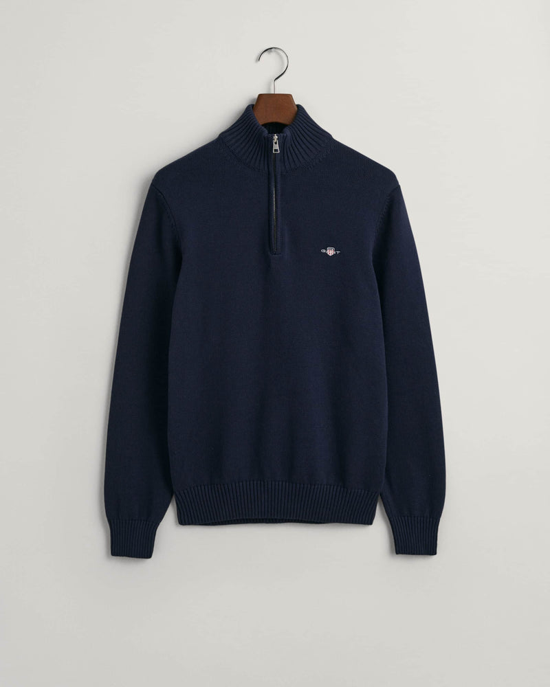 GANT Mens Casual Cotton Half Zip Sweater Evening Blue Northern Ireland