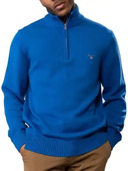 GANT Mens Casual Cotton Half Zip Sweater Lapis Blue Ballynahinch