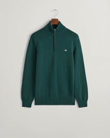 GANT Mens Casual Cotton Half Zip Sweater 8030170-374 Tartan Green