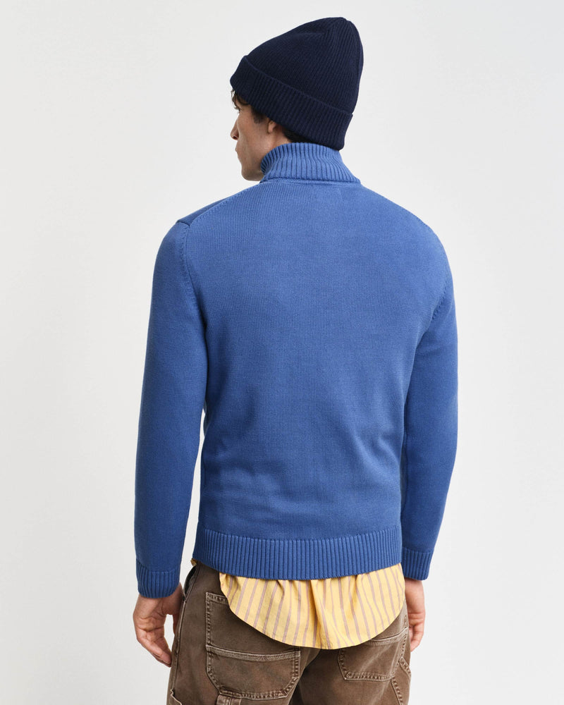 GANT Mens Casual Cotton Half Zip Sweater Vintage Blue Northern