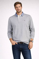 GANT Mens Chambray Collar Heavy Rugger Grey Melange Northern Ireland