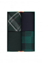 GANT Mens Check & Solid Socks 4 Pack Gift Box Tartan Green Northern