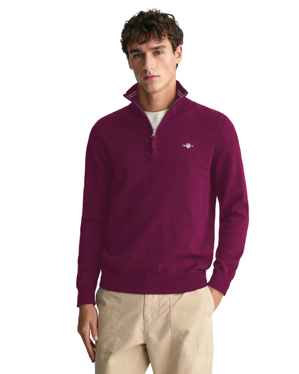 GANT Mens Classic Cotton Half Zip Sweater Beautyberry Purple Northern