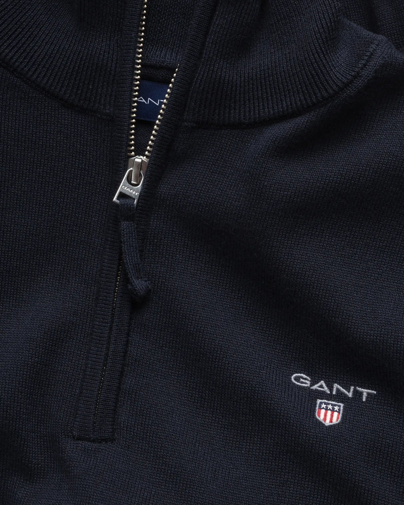 GANT Mens Classic Half Zip Cotton Sweater Evening Blue Ballynahinch
