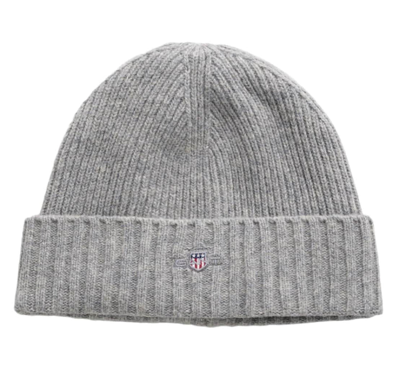 GANT Mens Cotton Blend Logo Beanie Grey Melange Northern Ireland
