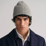 GANT Mens Cotton Blend Logo Beanie Grey Melange Northern Ireland