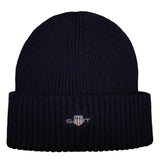 GANT Mens Cotton Blend Logo Beanie Marine Navy Northern Ireland