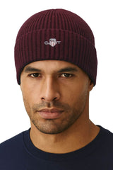 GANT Mens Cotton Blend Logo Beanie Plumped Red Northern Ireland