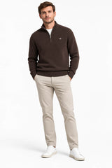 GANT Men’s Cotton Knit Half-Zip Sweater Black Brown Melange Northern