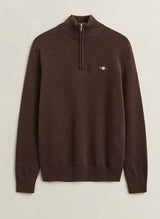 GANT Men’s Cotton Knit Half-Zip Sweater Black Brown Melange Northern