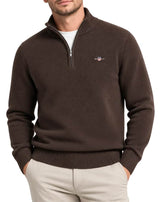 GANT Men’s Cotton Knit Half-Zip Sweater Black Brown Melange Northern