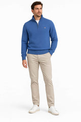 GANT Men’s Cotton Knit Half-Zip Sweater - Blue Horizon Northern