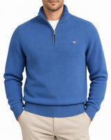 GANT Men’s Cotton Knit Half-Zip Sweater - Blue Horizon Northern