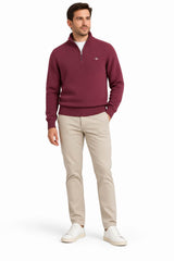 GANT Men’s Cotton Knit Half-Zip Sweater - Deep Grape Wine Northern