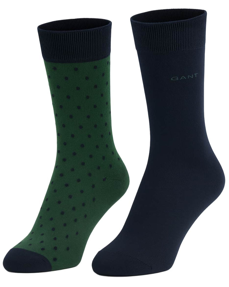 GANT Mens Dot & Solid Socks 2 Pack Forest Green Northern Ireland
