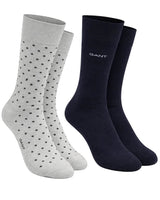 GANT Mens Dot & Solid Socks 2 Pack Light Grey Melange Northern