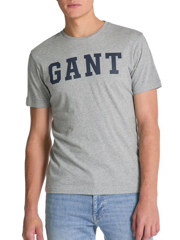 GANT Mens Gant Logo SS T-Shirt 2003213-93 Grey Melange Ballynahinch