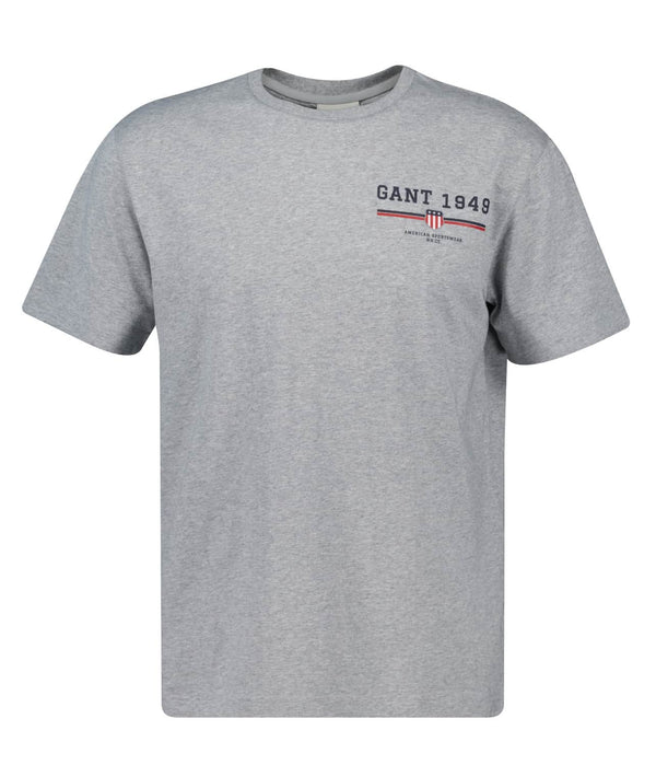 GANT Mens Graphic T-Shirt Grey Melange Northern Ireland Belfast