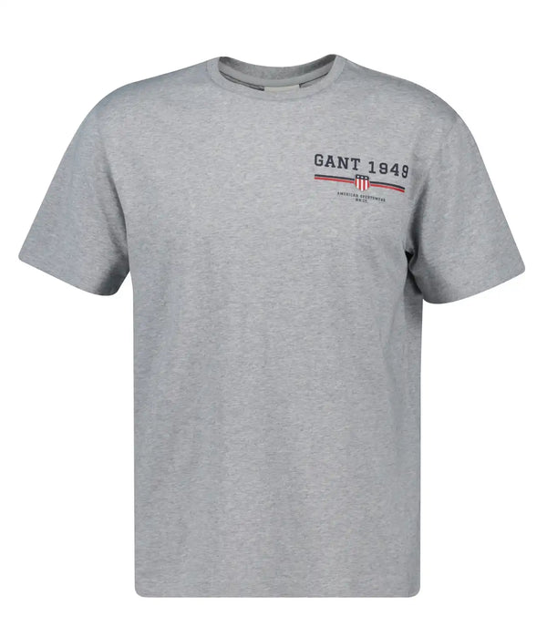 GANT Mens Graphic T-Shirt Grey Melange Northern Ireland Belfast