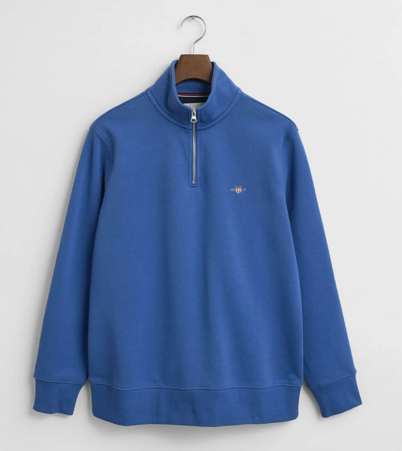 GANT Mens Half Zip Shield Sweatshirt Rich Blue Northern Ireland