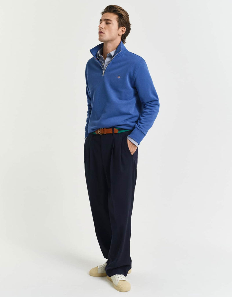GANT Mens Half Zip Shield Sweatshirt Rich Blue Northern Ireland