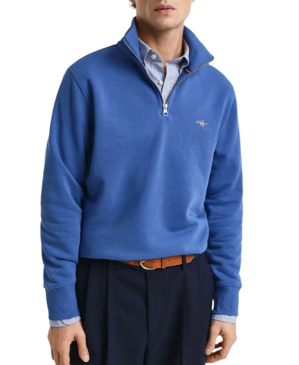 GANT Mens Half Zip Shield Sweatshirt Rich Blue Northern Ireland