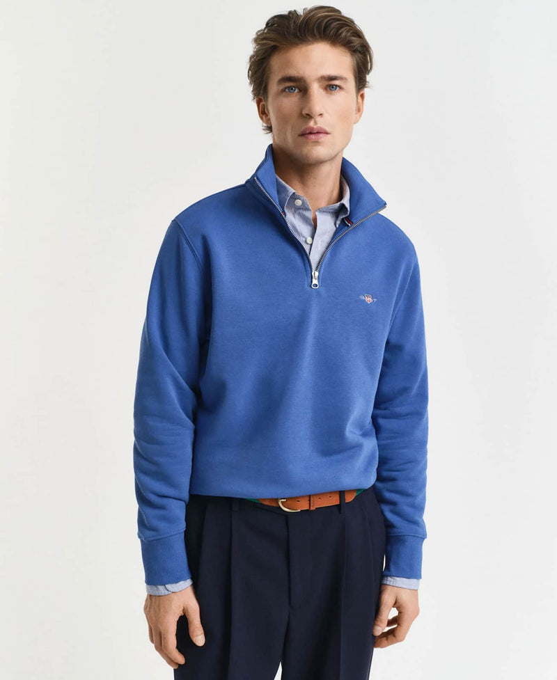 GANT Mens Half Zip Shield Sweatshirt Rich Blue Northern Ireland