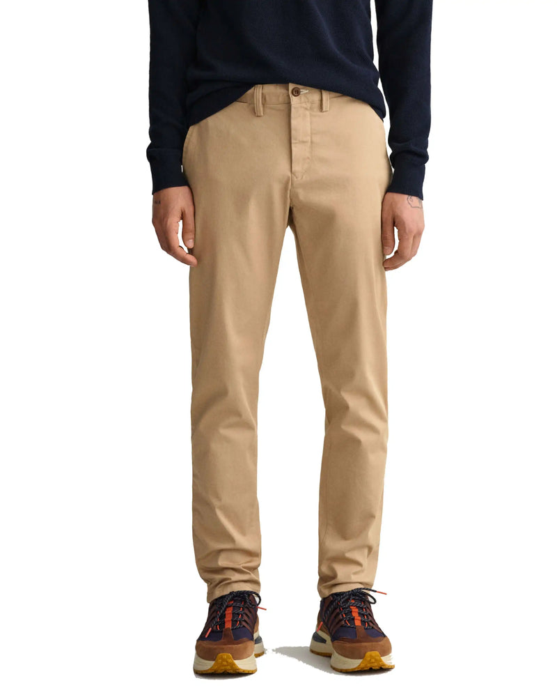 GANT Mens Hallden Slim Fit Twill Chinos Dark Beige Ballynahinch