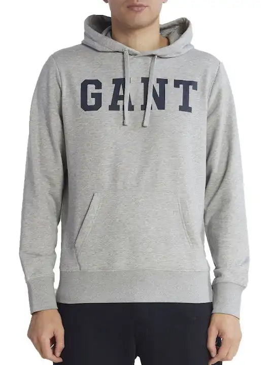 GANT Mens Logo Sweat Hoodie 2003214-93 Grey Melange Northern Ireland