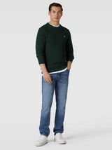 GANT Men’s Micro Cotton Texture Crew Neck Sweater Tartan Green