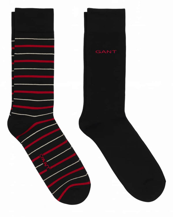 GANT Mens Multi Stripe Socks 2 Pack Gift Box Black Northern Ireland