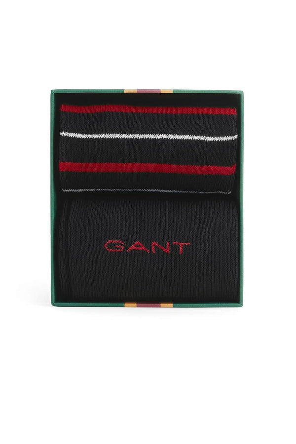GANT Mens Multi Stripe Socks 2 Pack Gift Box Black Northern Ireland