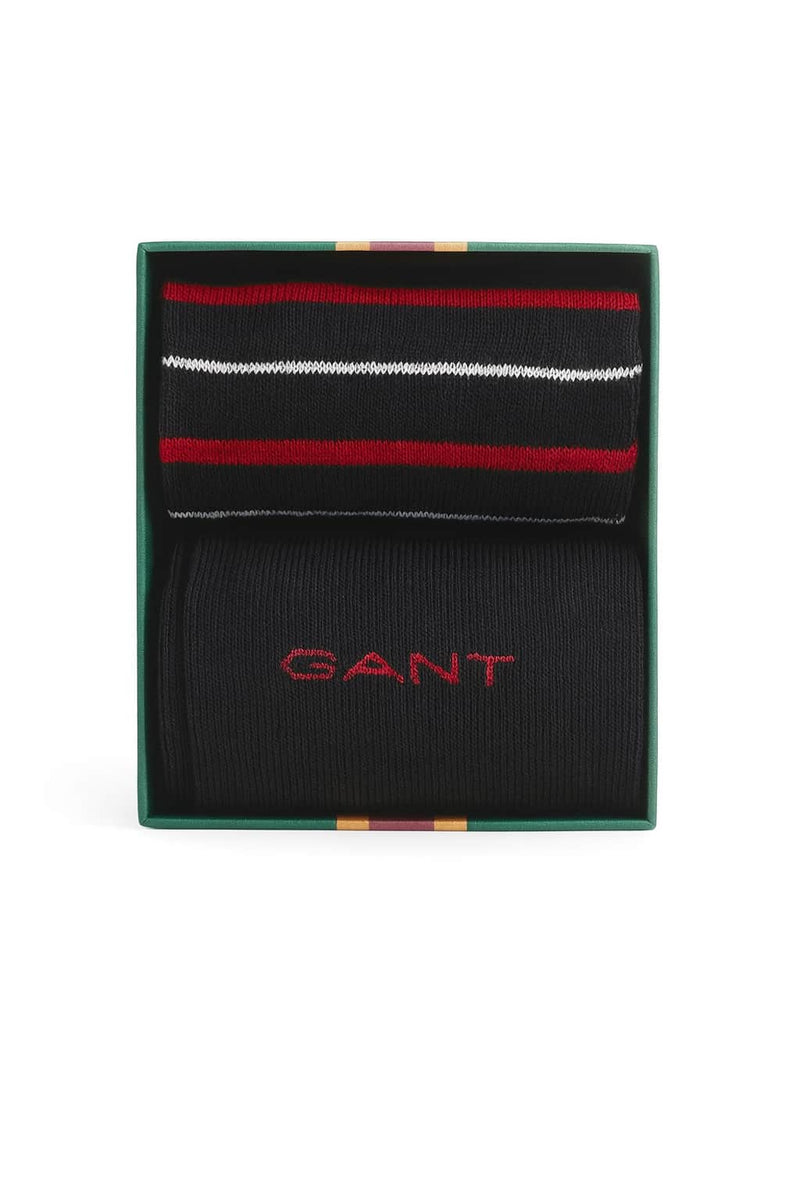 GANT Mens Multi Stripe Socks 2 Pack Gift Box Black Northern Ireland