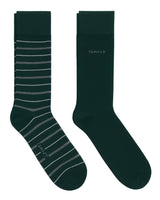 GANT Mens Multi Stripe Socks 2 Pack Gift Box Tartan Green Northern