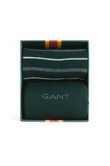 GANT Mens Multi Stripe Socks 2 Pack Gift Box Tartan Green Northern