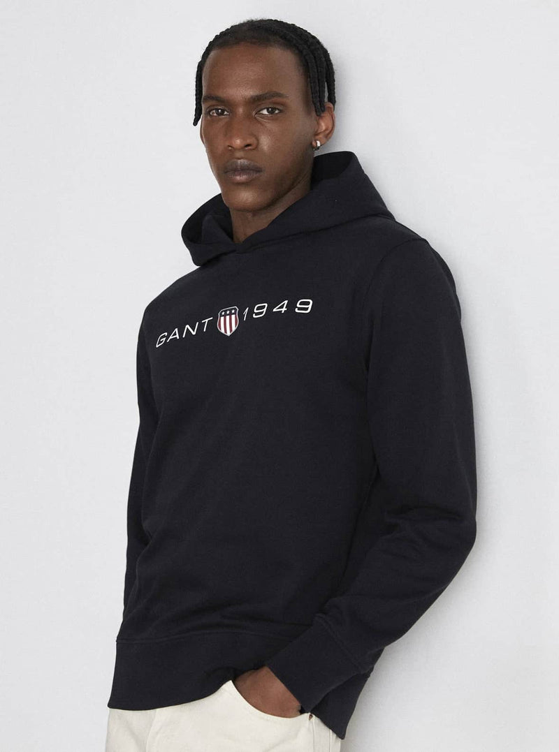 GANT Mens Printed Graphic Hoodie Black Northern Ireland Belfast