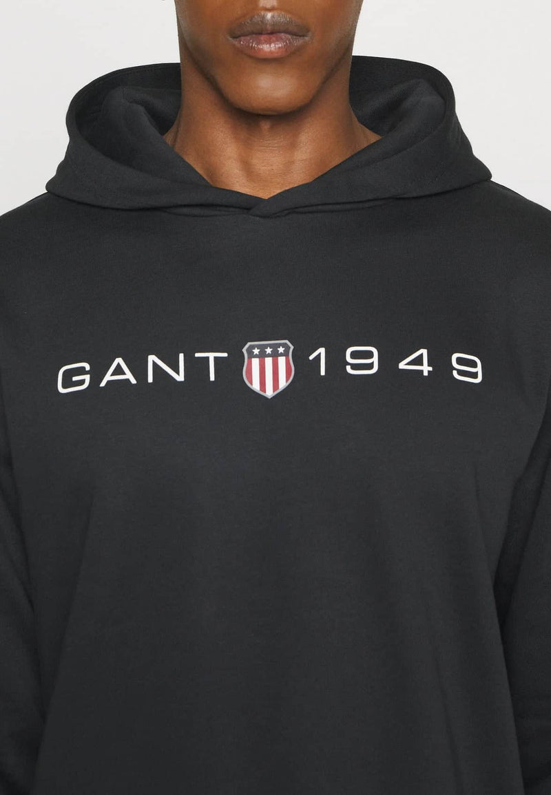 GANT Mens Printed Graphic Hoodie Black Northern Ireland Belfast