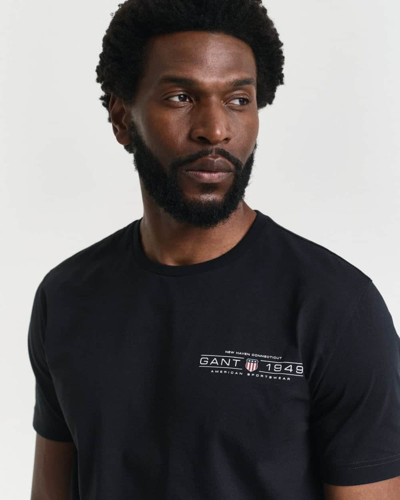 GANT Mens Printed Graphic T-Shirt Black Northern Ireland Belfast