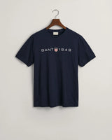 GANT Mens Printed Graphic T-Shirt Evening Blue Northern Ireland