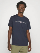 GANT Mens Printed Graphic T-Shirt Evening Blue Northern Ireland