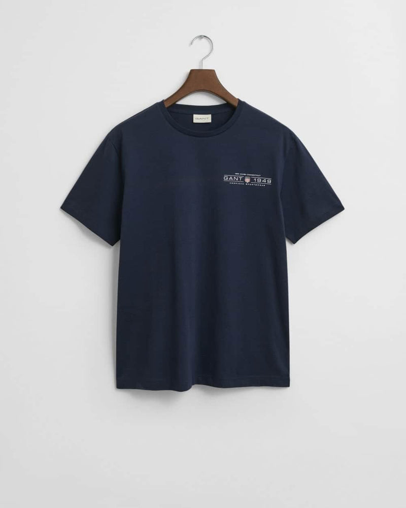 GANT Mens Printed Graphic T-Shirt Evening Blue Northern Ireland