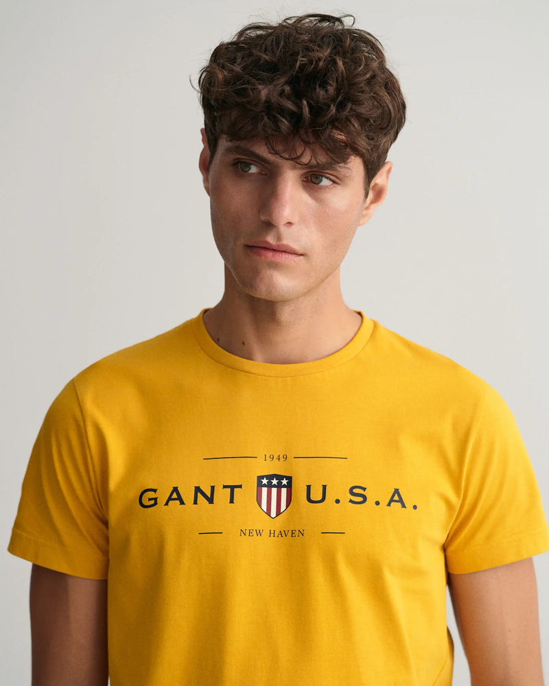 GANT Mens Printed Graphic T-Shirt Gold Yellow Northern Ireland Belfast