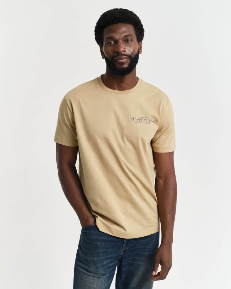 GANT Mens Printed Graphic T-Shirt Oak Beige Northern Ireland Belfast