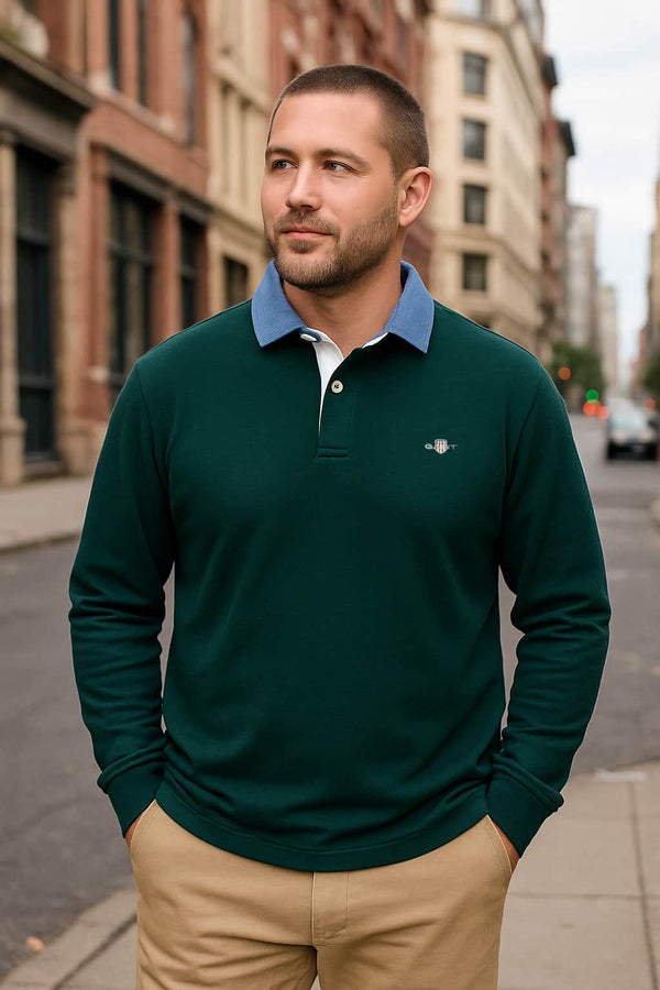 GANT Mens Regular Chambray Heavy Rugger Tartan Green Northern Ireland