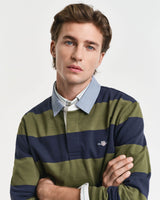 GANT Mens Regular Chambray Stripe Heavy Rugger Moss Green Northern