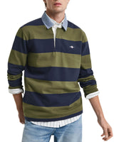GANT Mens Regular Chambray Stripe Heavy Rugger Moss Green Northern